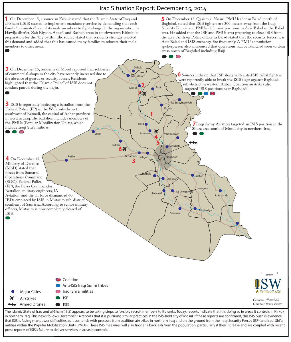 Iraq Situation Report: December 15, 2014