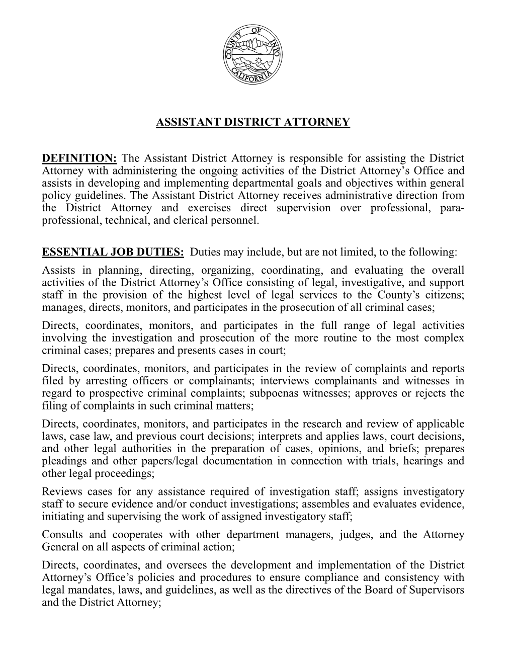 Assistant District Attorney Definition