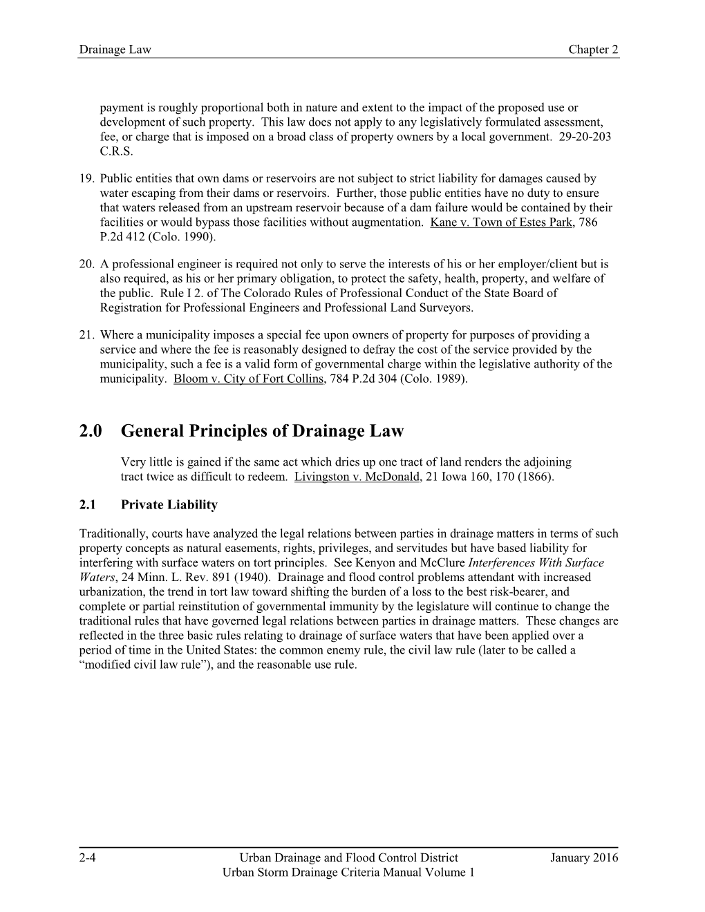 2.0 General Principles of Drainage Law