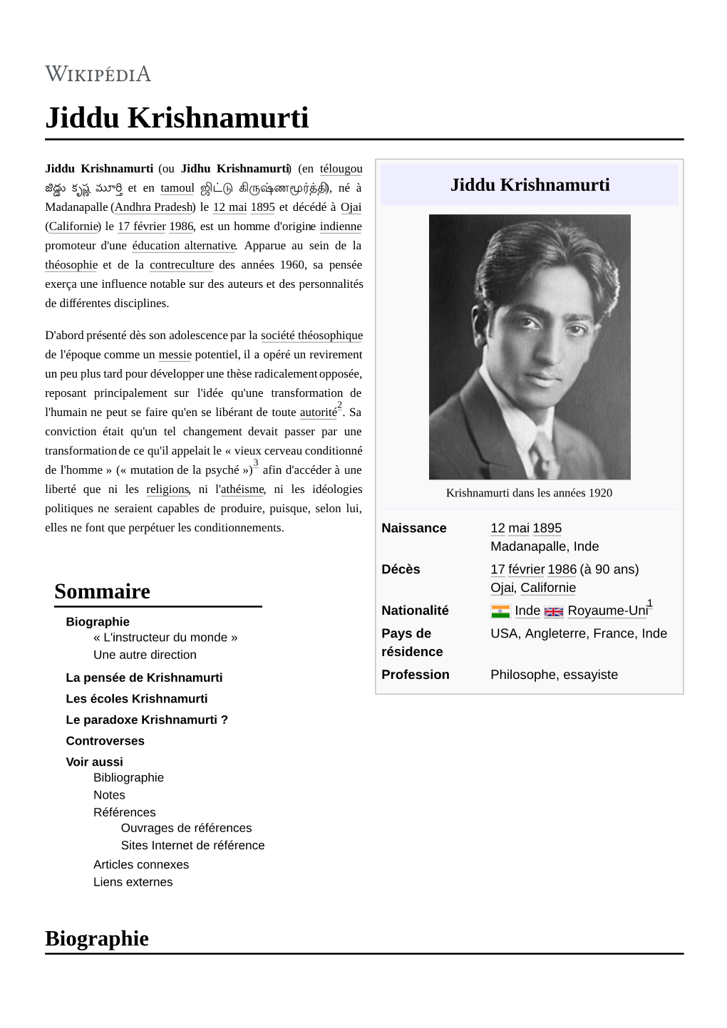 Jiddu Krishnamurti