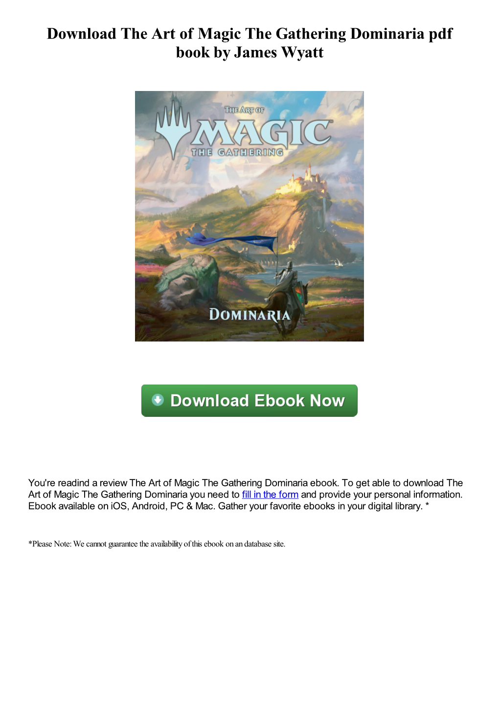 Download the Art of Magic the Gathering Dominaria Pdf Book by James Wyatt