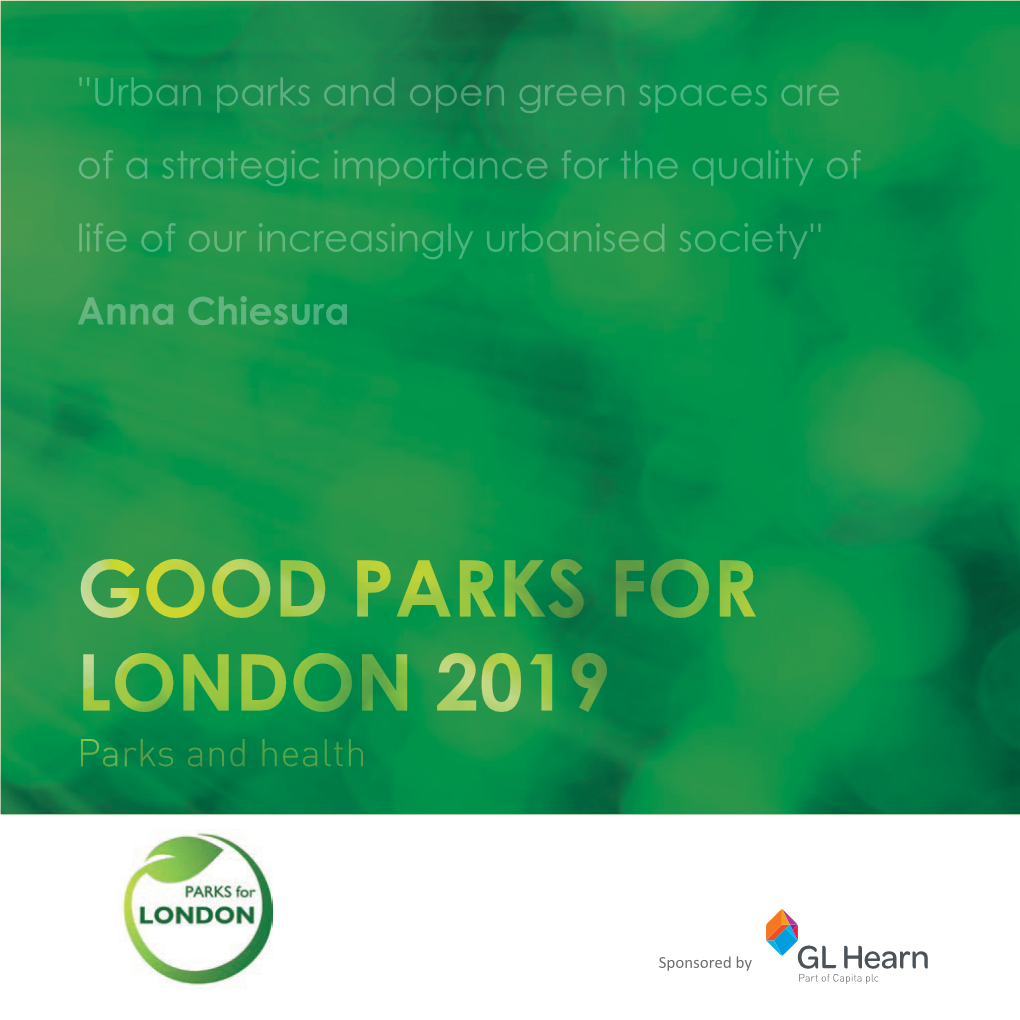 GOOD PARKS for LONDON 2019 Parks and Health