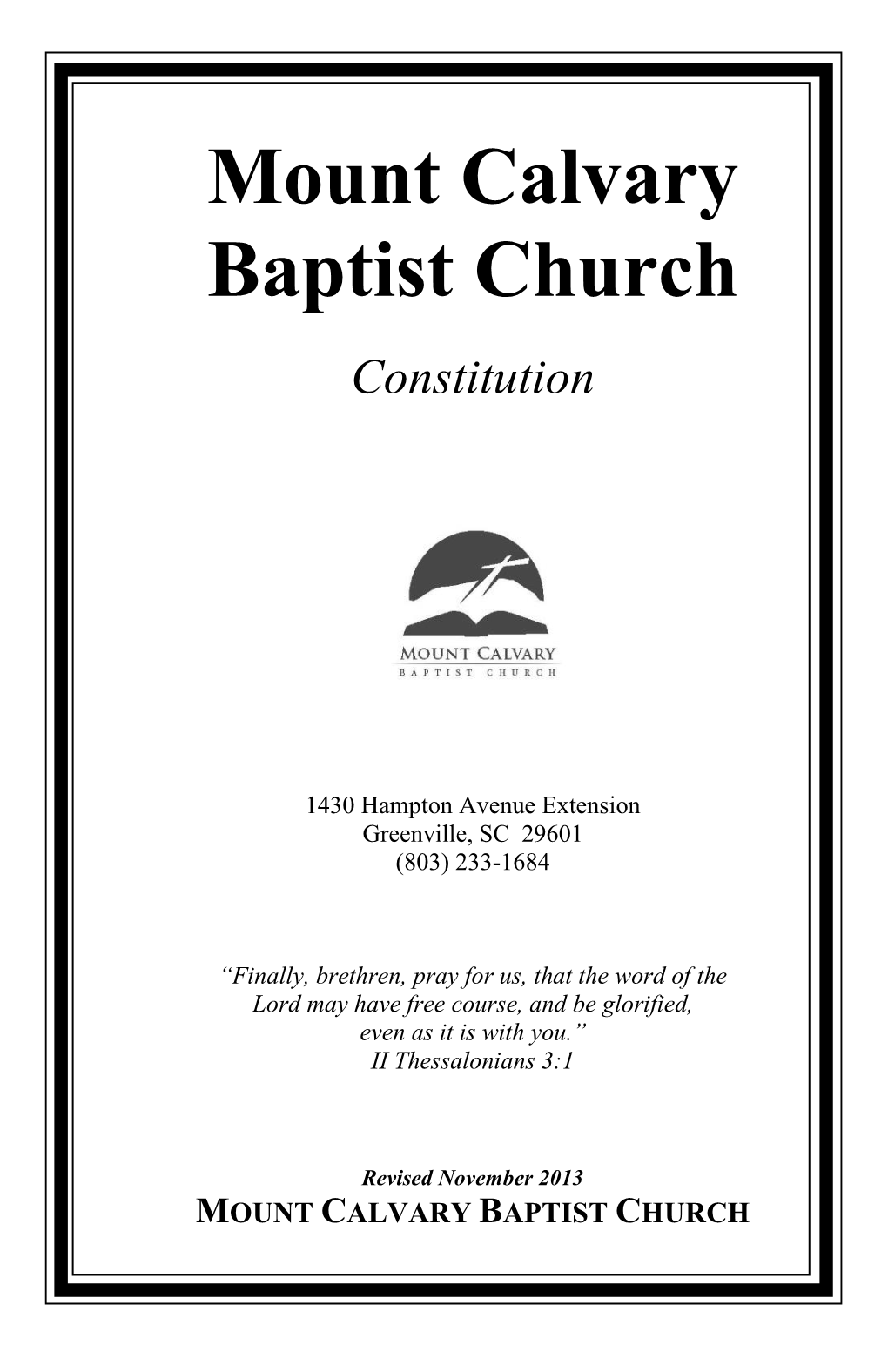 Church Constitution and Doctrinal Statement