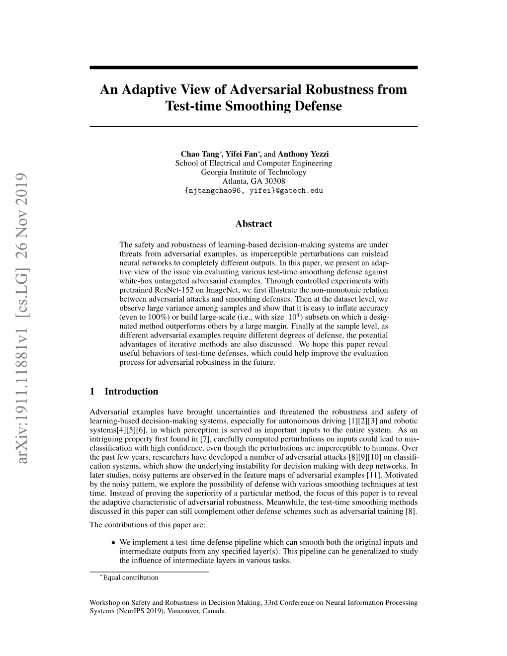 An Adaptive View of Adversarial Robustness from Test-Time Smoothing Defense