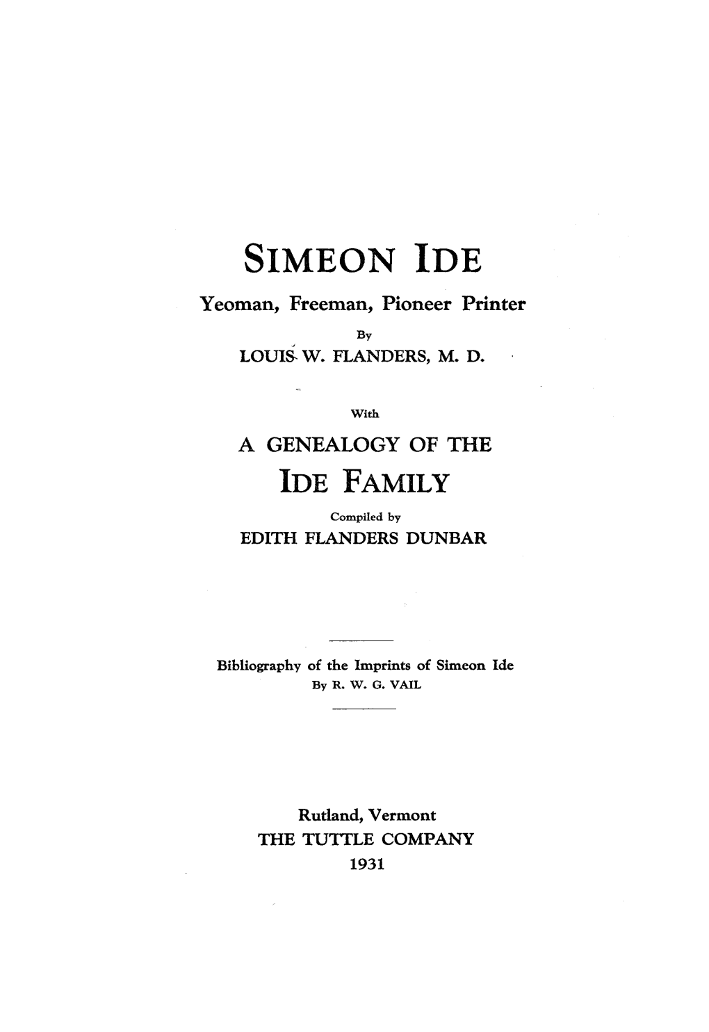 SIMEON IDE Yeoman, Freeman, Pioneer Printer