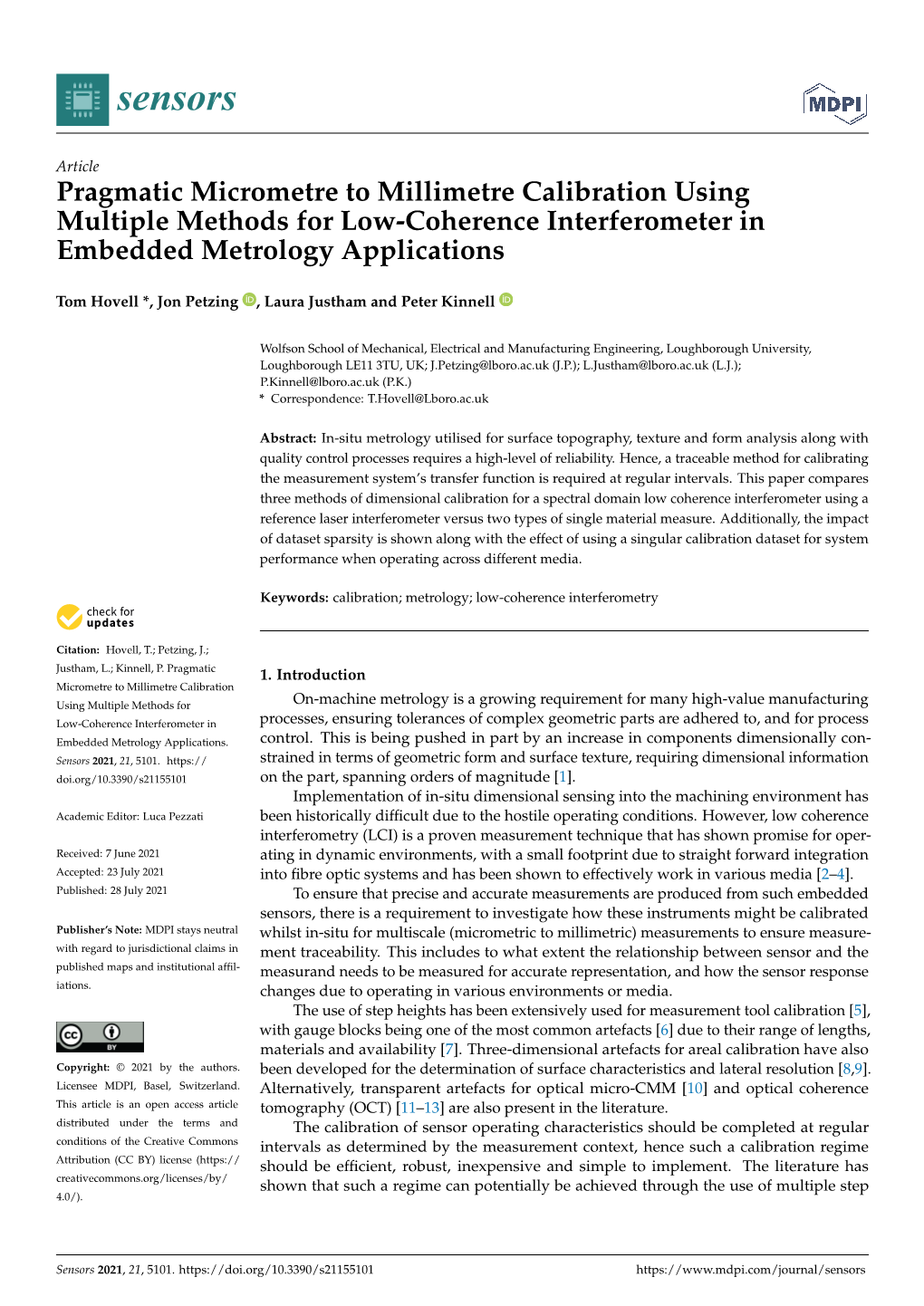 Pragmatic Micrometre to Millimetre Calibration Usingmultiple Methods