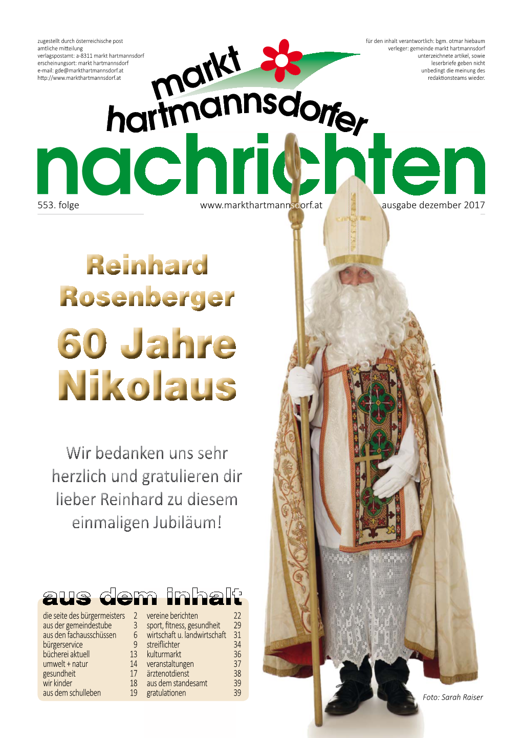 Markt Hartmannsdorfer Nachrichten, Folge 553, Dezember 2017