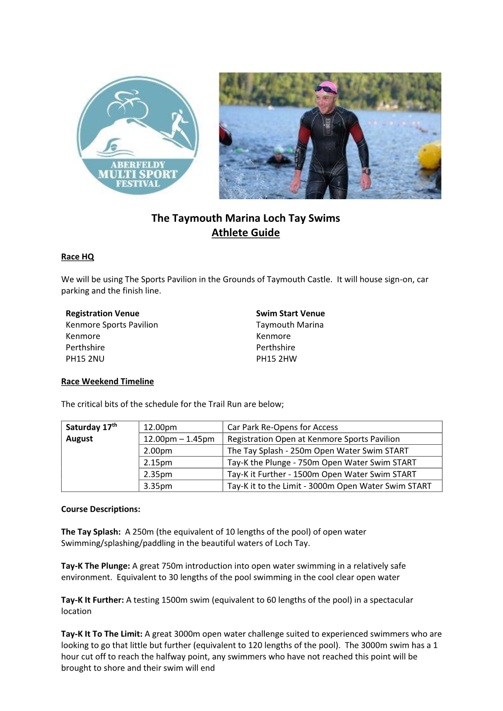 The Taymouth Marina Loch Tay Swims Athlete Guide