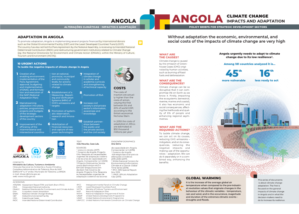 Angola Angola Impacts and Adaptation Alterações Climáticas - Impactos E Adaptação Policy Briefs for Strategic Development Sectors