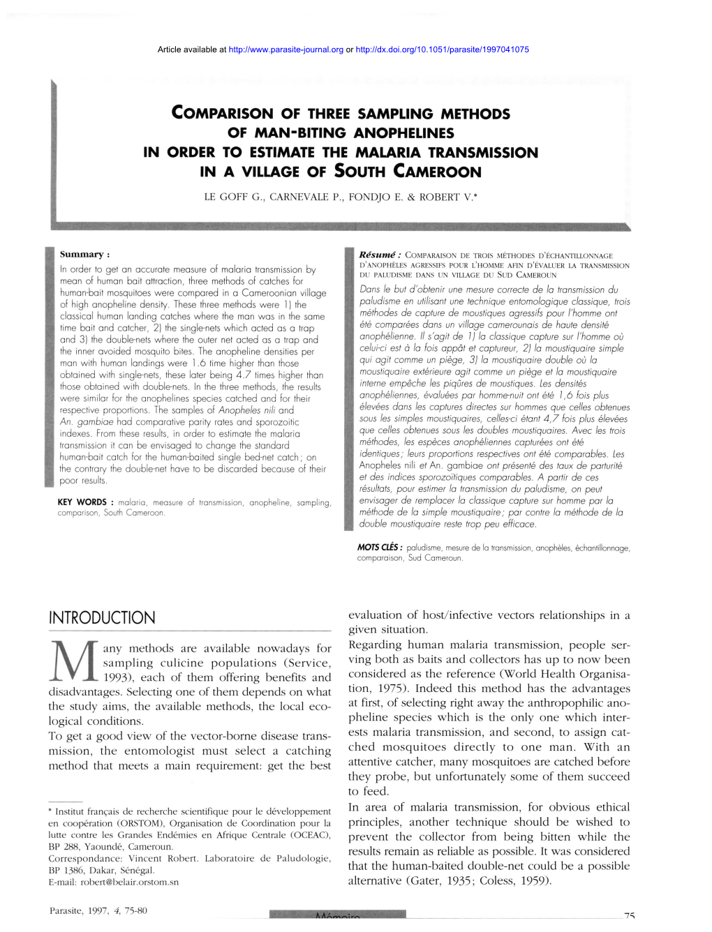 Comparison of Three Sampling Methods of Man