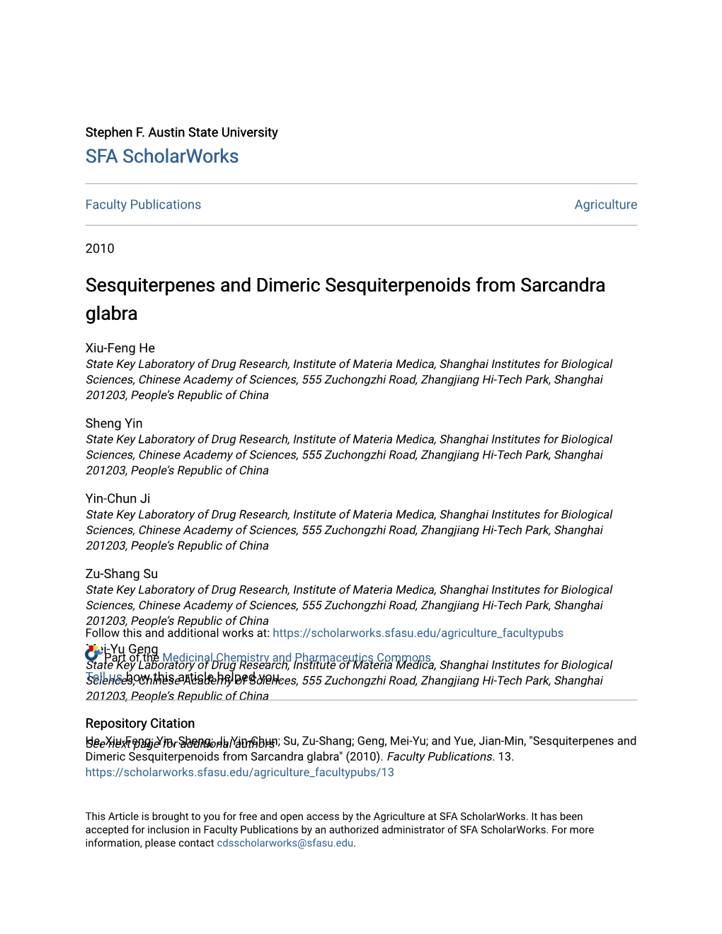 Sesquiterpenes and Dimeric Sesquiterpenoids from Sarcandra Glabra