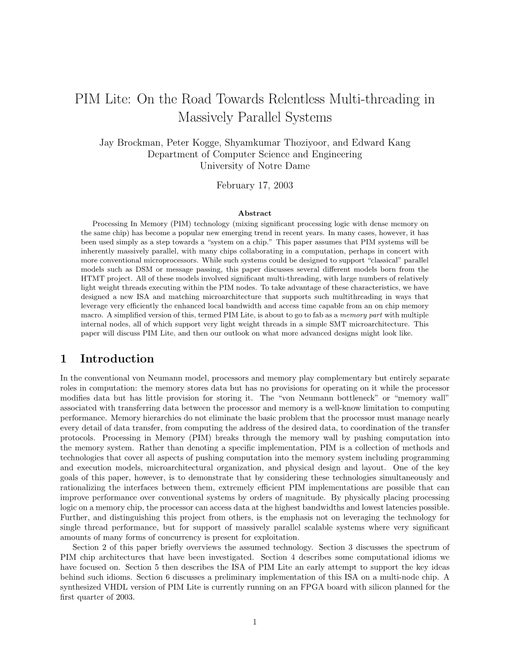 PIM Lite: on the Road Towards Relentless Multi-Threading in Massively Parallel Systems