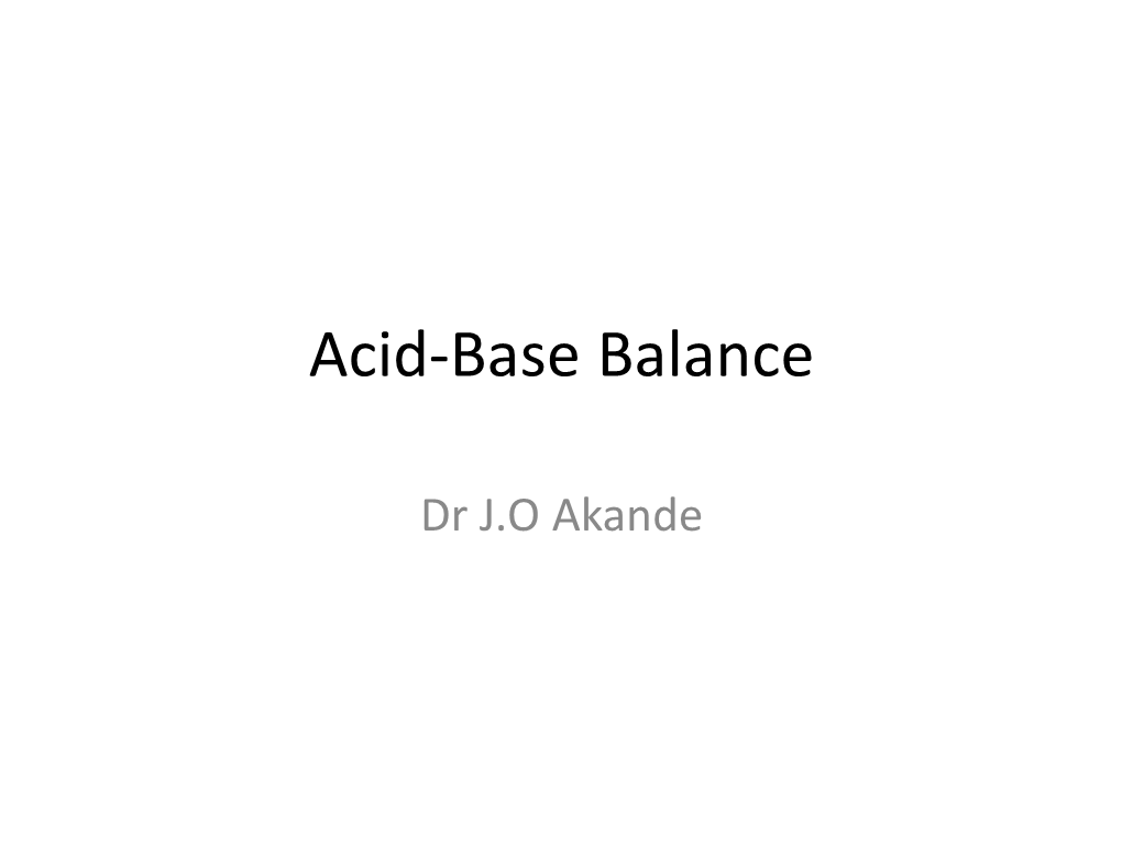 Acid-Base Balance