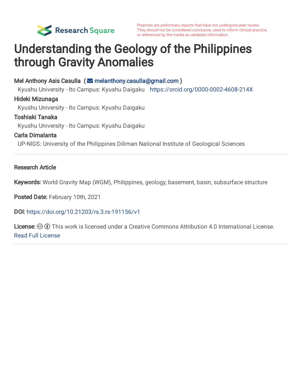 Understanding the Geology of the Philippines Through Gravity Anomalies