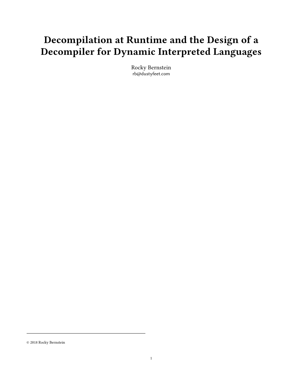 Decompilation at Runtime and the Design of a Decompiler for Dynamic Interpreted Languages