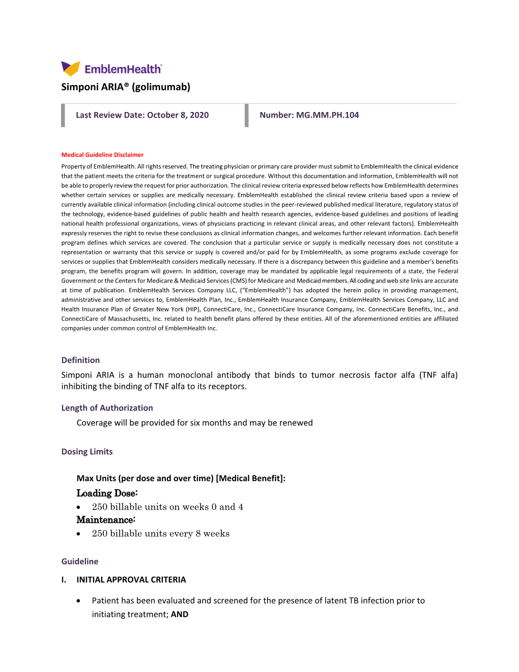 Simponi ARIA® (Golimumab)