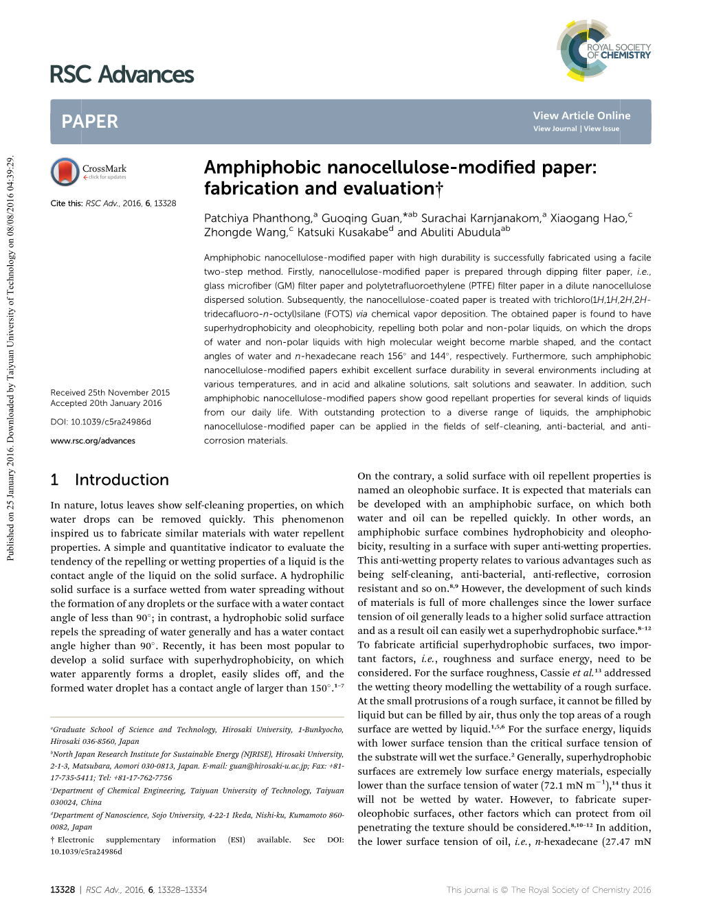Amphiphobic Nanocellulose-Modified Paper