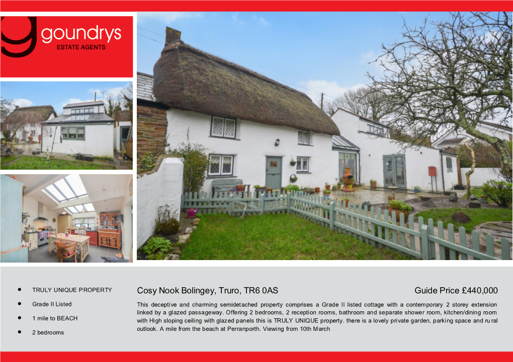 Cosy Nook Bolingey, Truro, TR6 0AS Guide Price £440,000