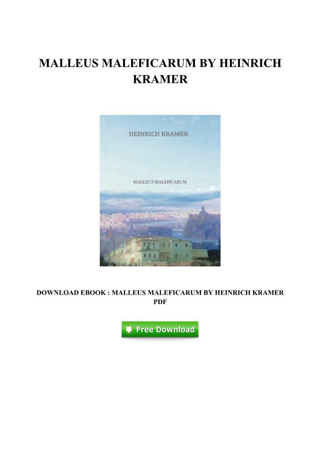 PDF Ebook Malleus Maleficarum by Heinrich Kramer