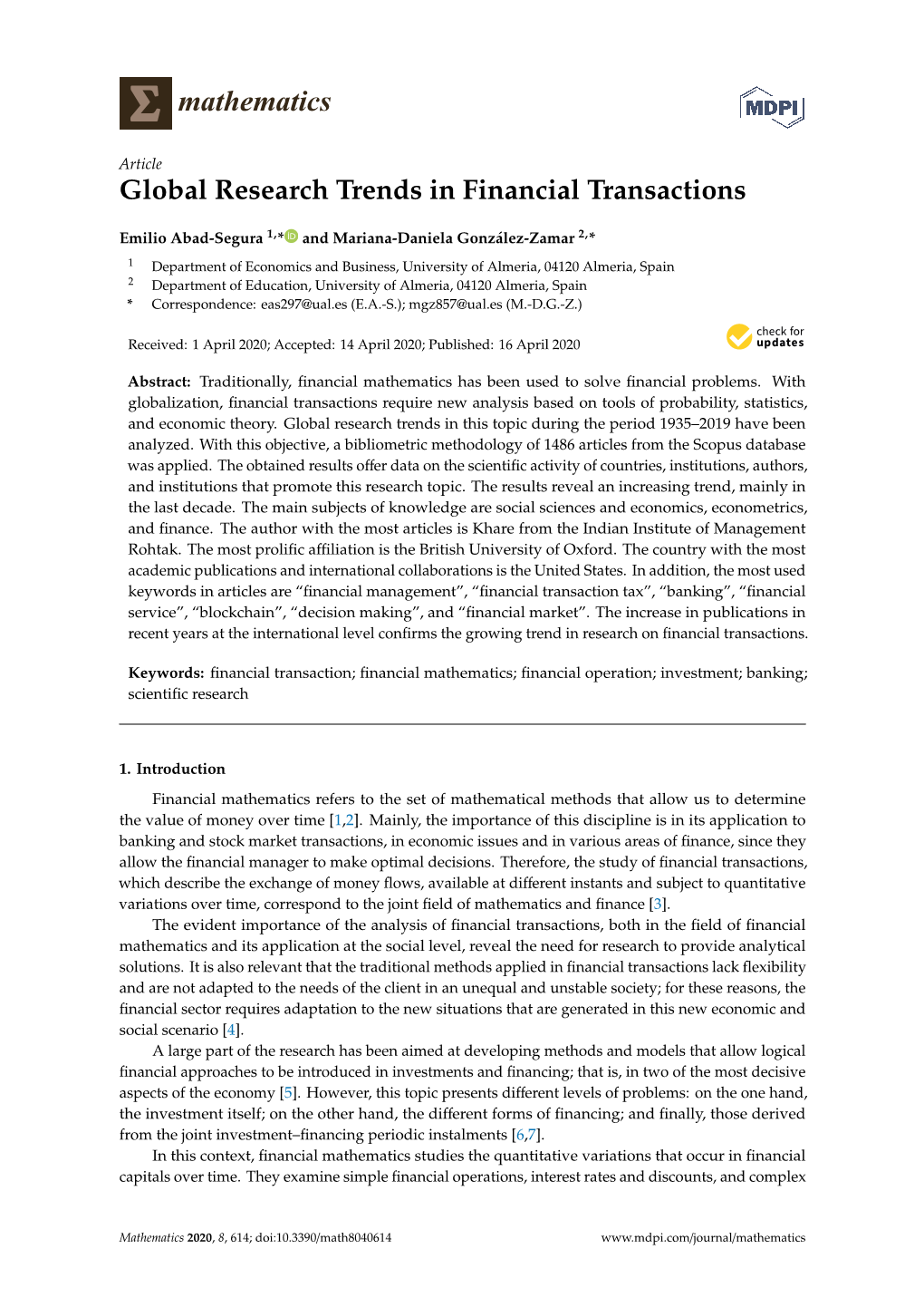 Global Research Trends in Financial Transactions