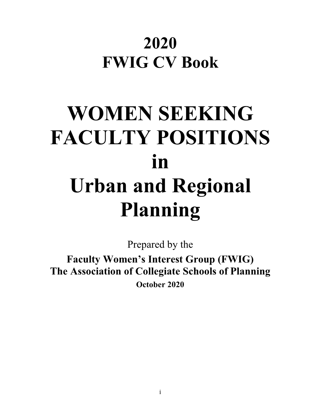 2020 FWIG CV Book