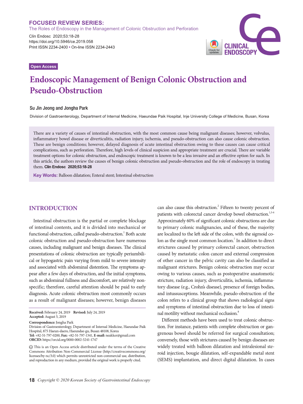 Endoscopic Management of Benign Colonic Obstruction and Pseudo-Obstruction