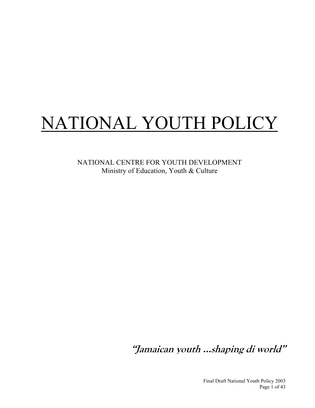 National Youth Policy