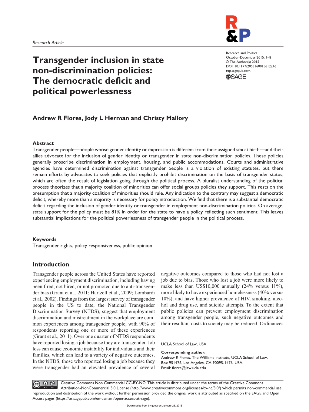 Transgender Inclusion in State Non-Discrimination Policies