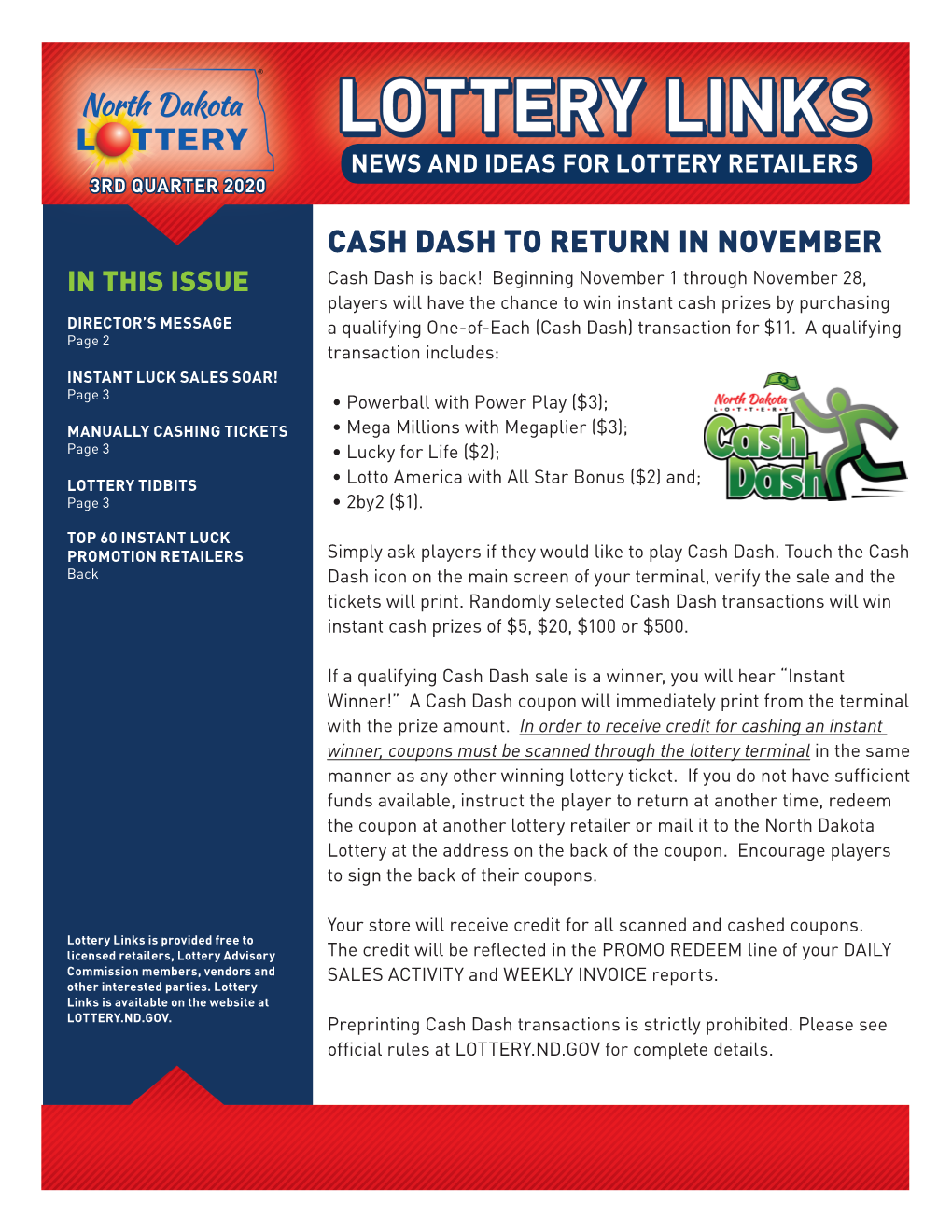 Cash Dash to Return in November