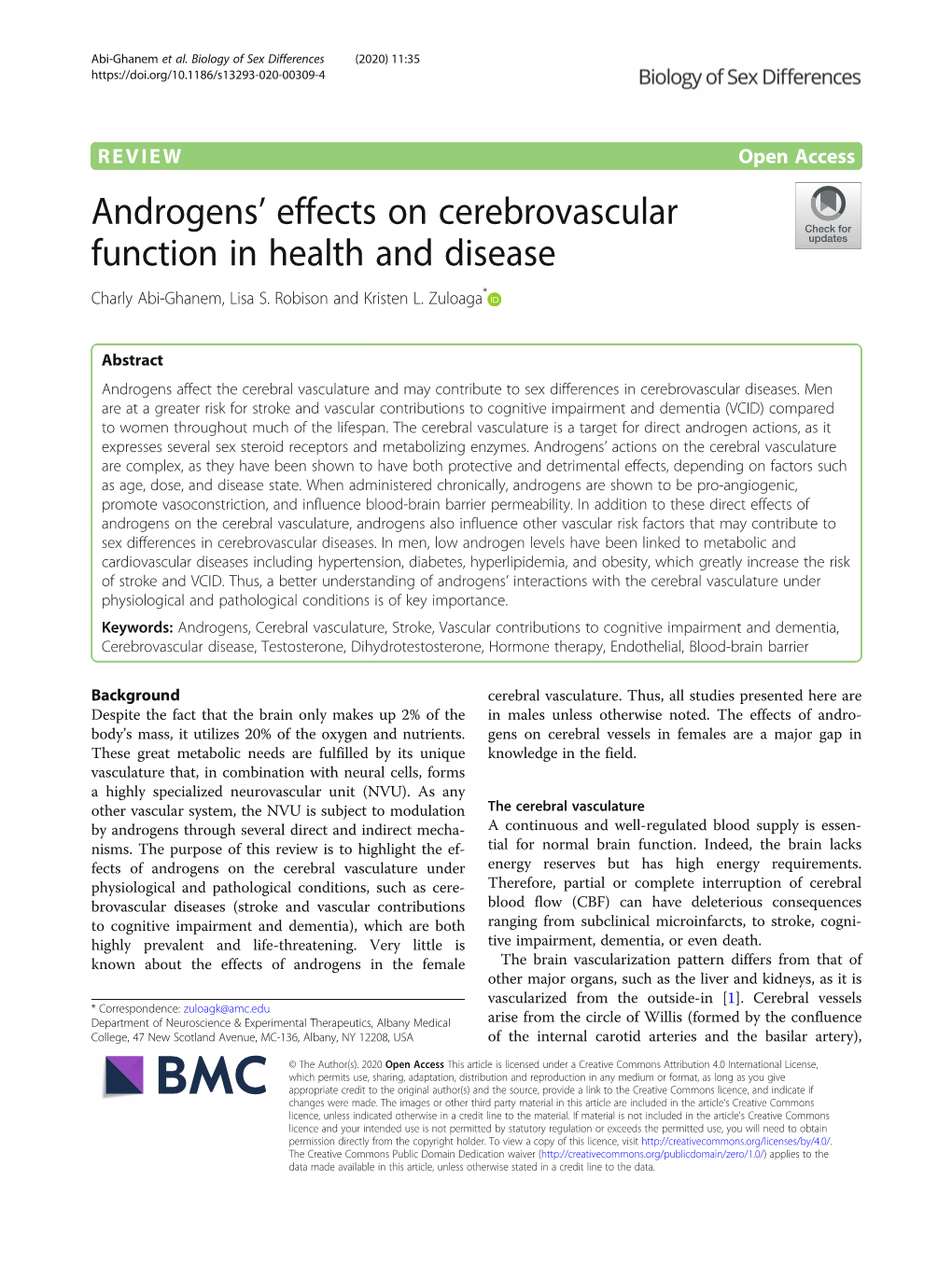 Androgens' Effects on Cerebrovascular Function in Health and Disease