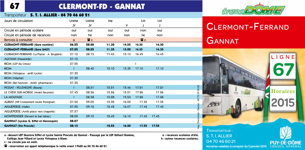 CLERMONT-FD - GANNAT Transporteur S
