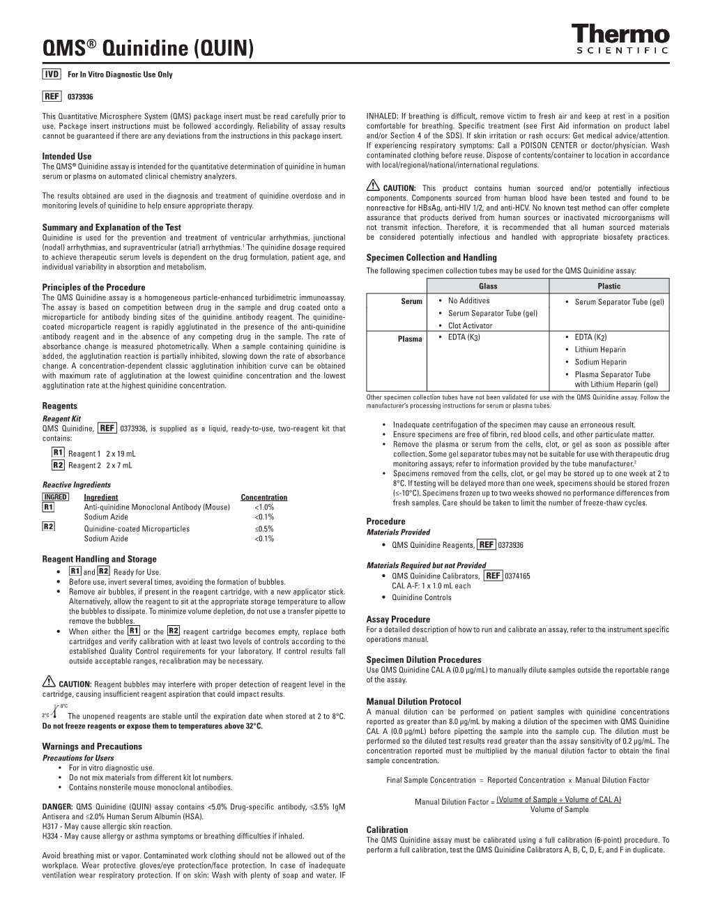 QMS® Quinidine (QUIN)