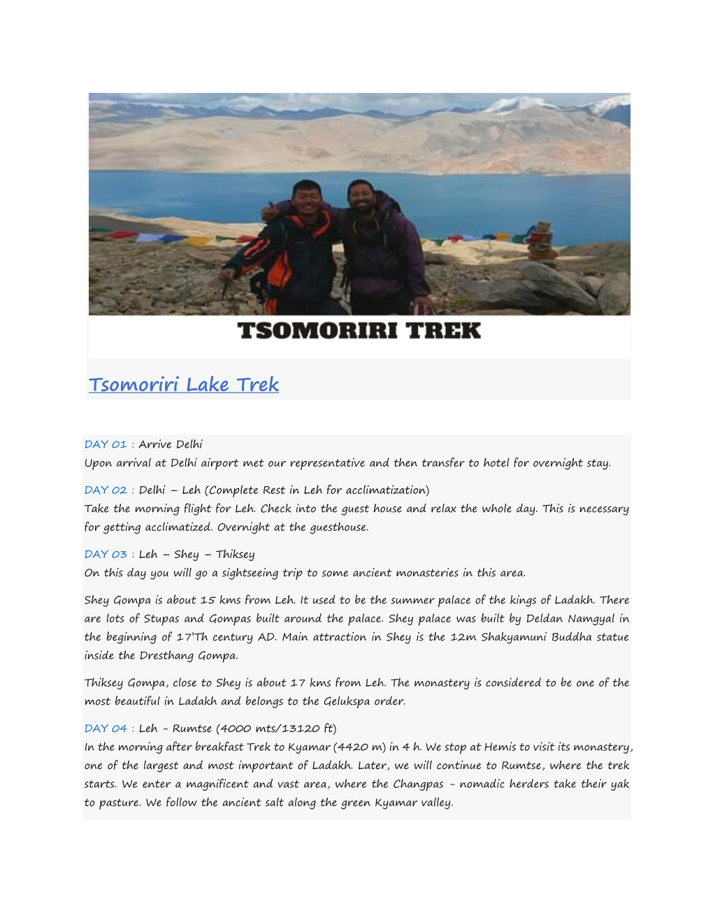 Tsomoriri Lake Trek