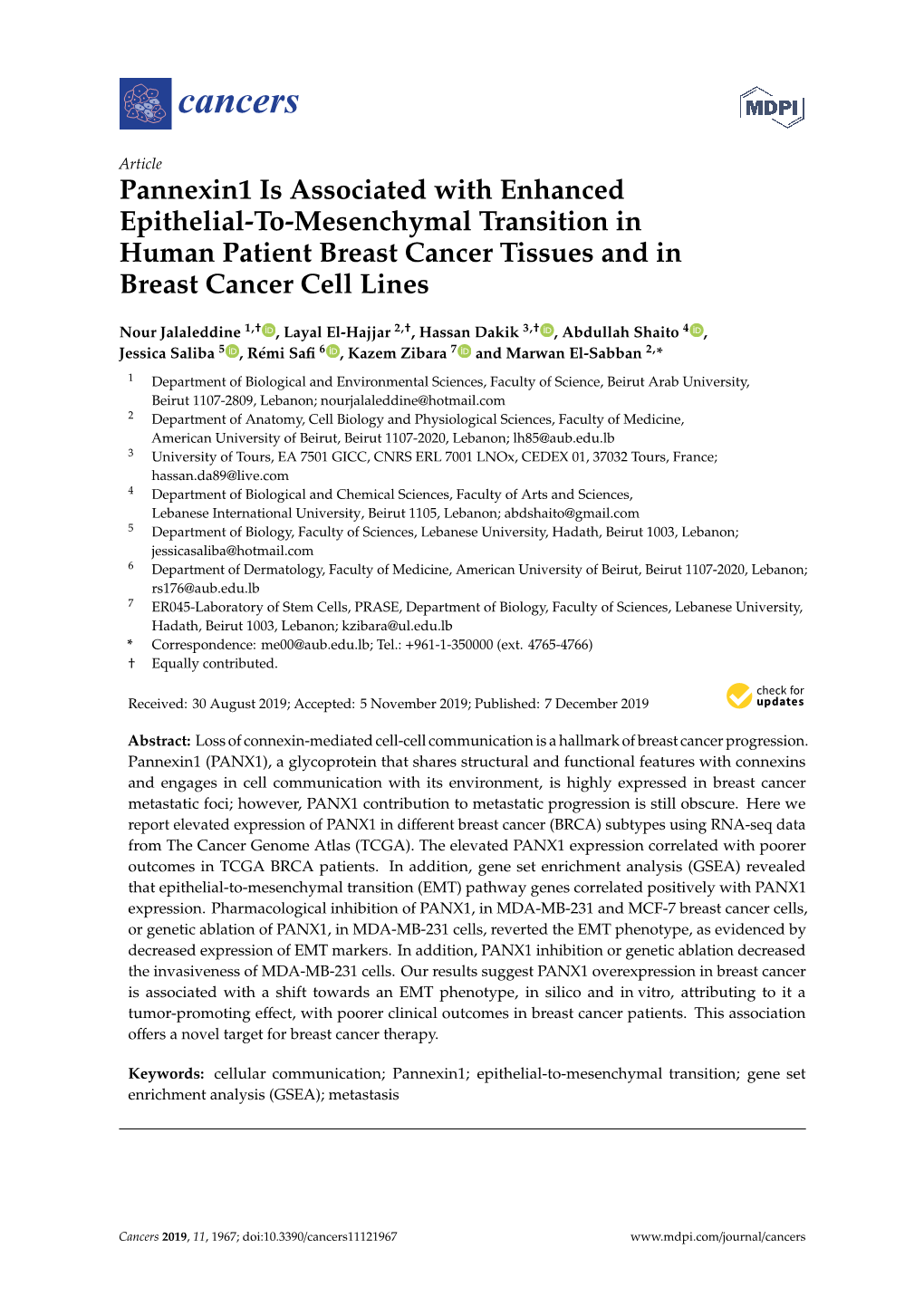 Pannexin1 Is Associated with Enhanced Epithelial-To-Mesenchymal Transition in Human Patient Breast Cancer Tissues and in Breast Cancer Cell Lines