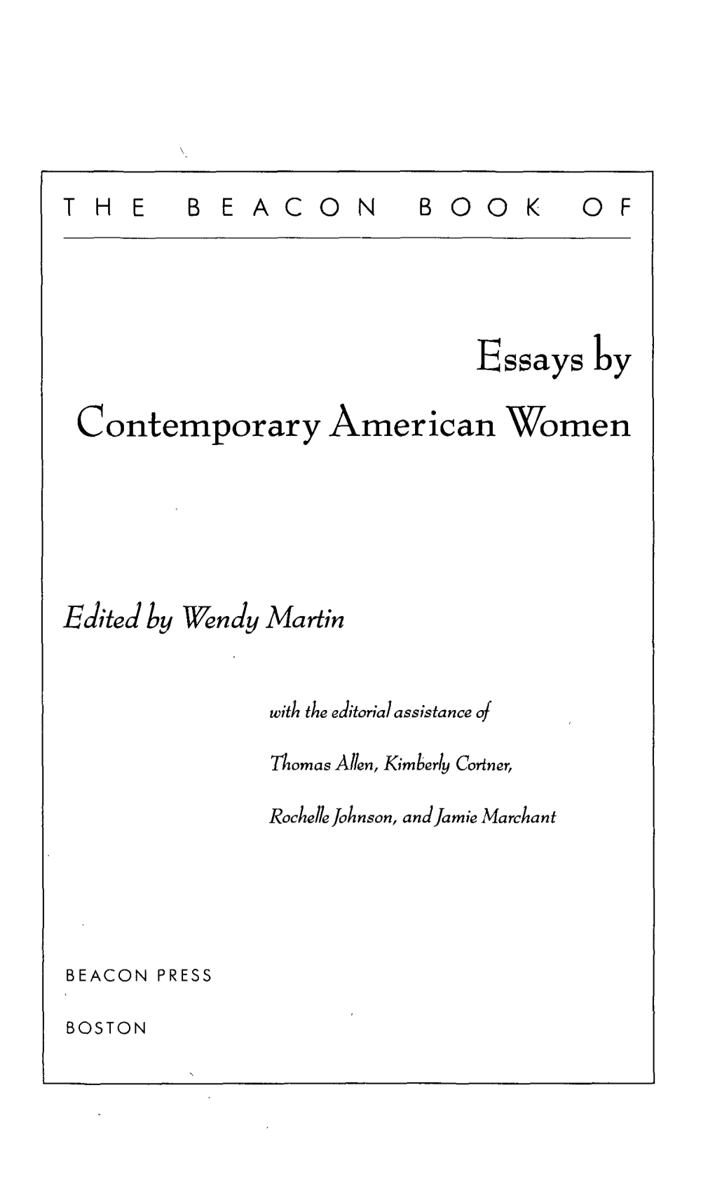 Essays by Contemporary American Women