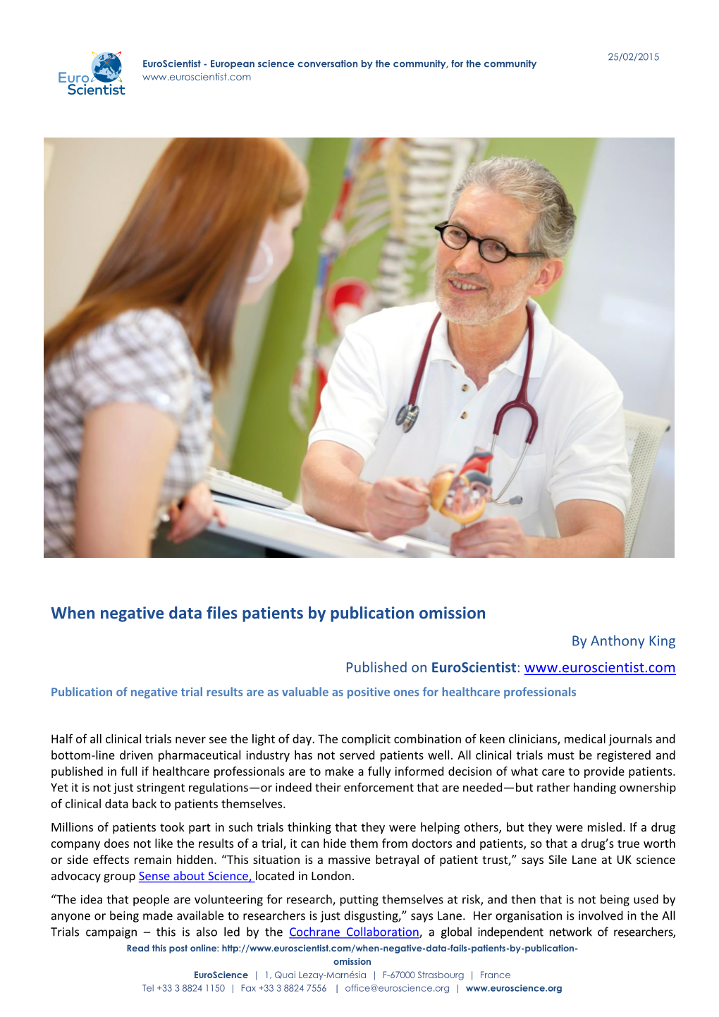 When Negative Data Files Patients by Publication Omission