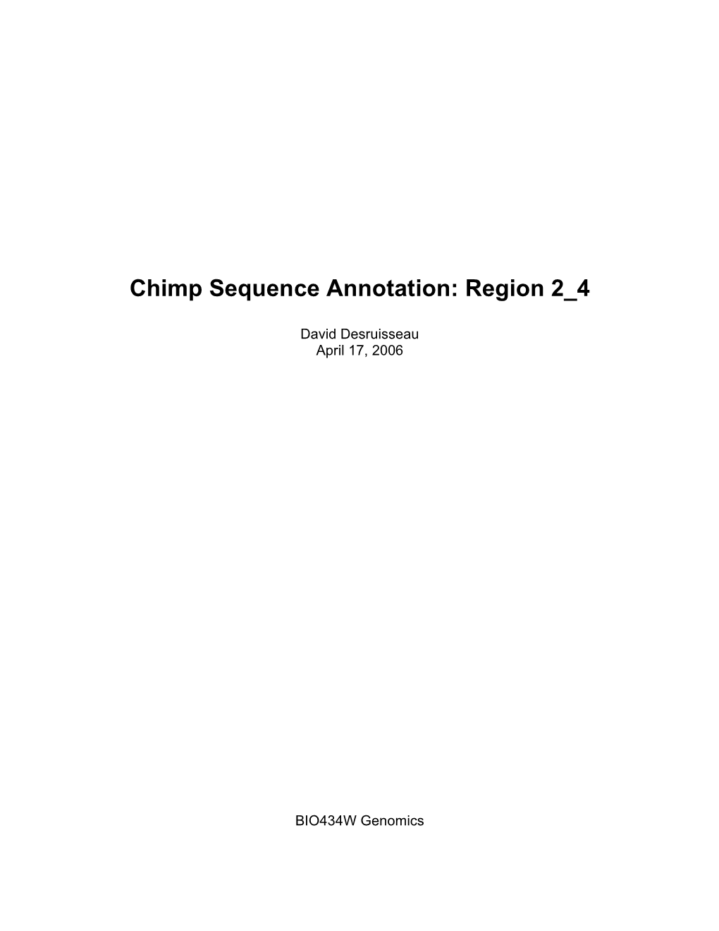 Chimp Sequence Annotation: Region 2 4