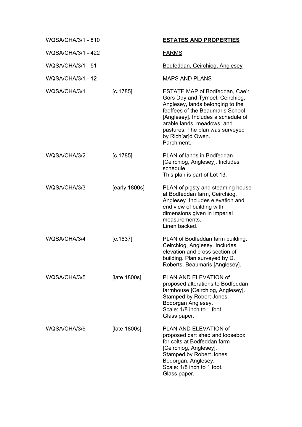 51 Bodfeddan, Ceirchiog, Anglesey WQSA/CHA/3/1