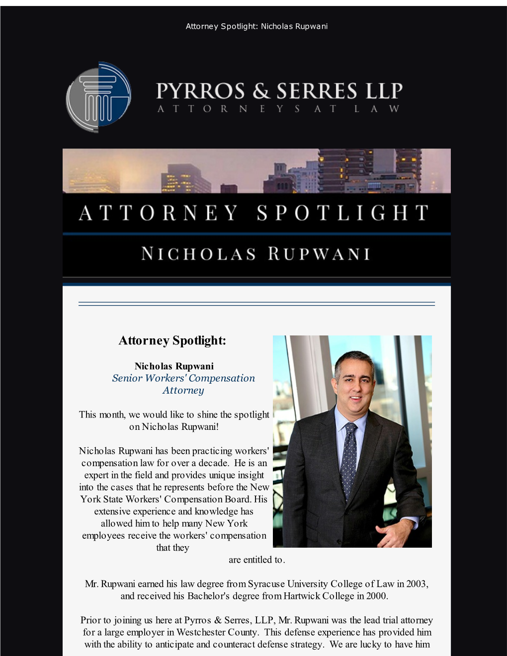 Attorney Spotlight Nicholas Rupwani