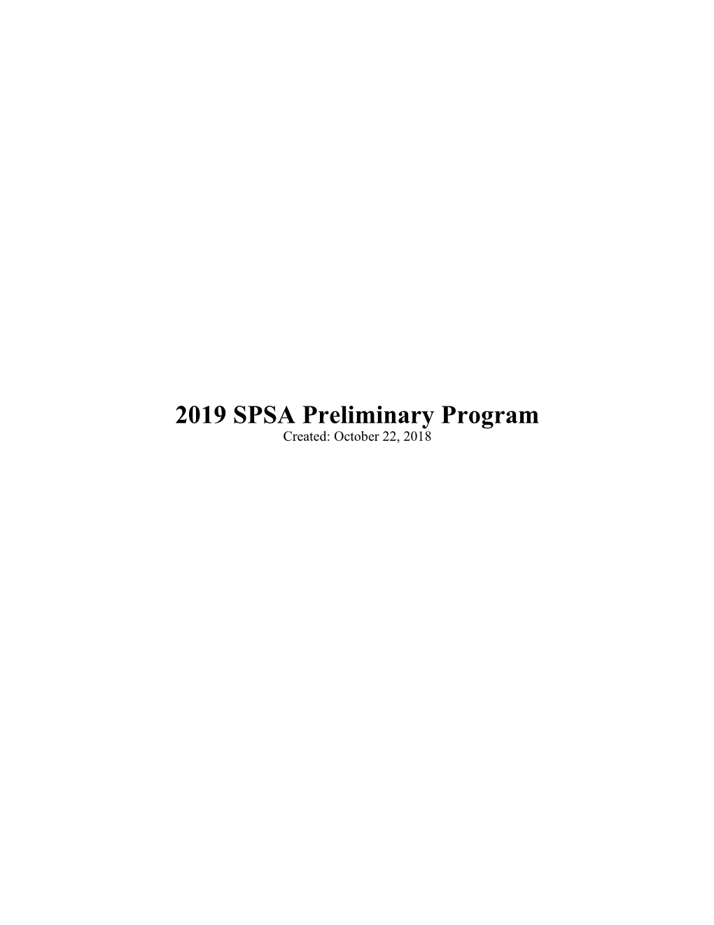 2019 SPSA Preliminary Program