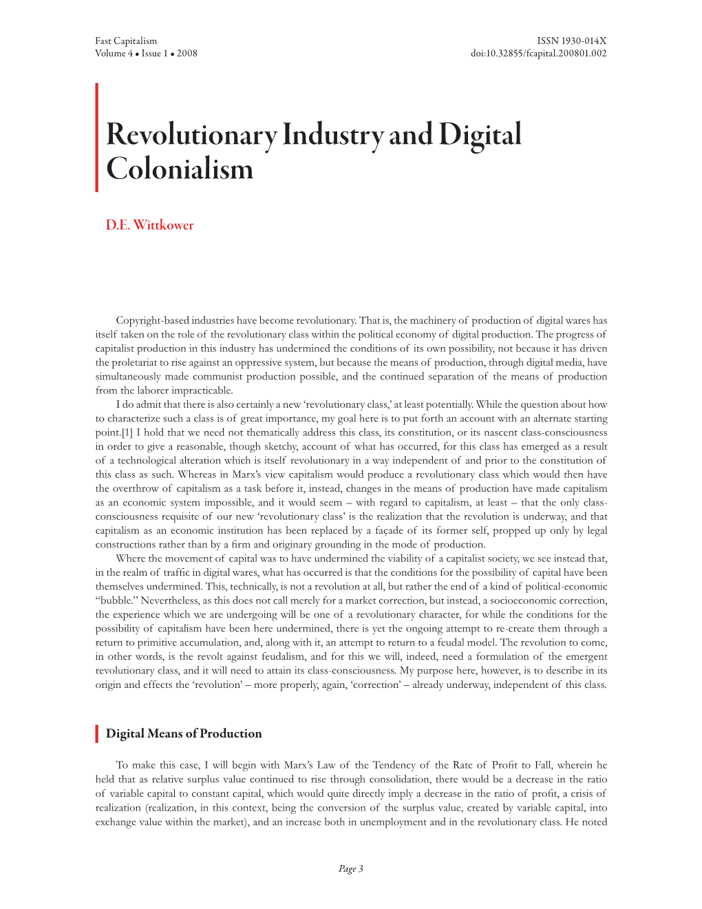 Revolutionary Industry and Digital Colonialism