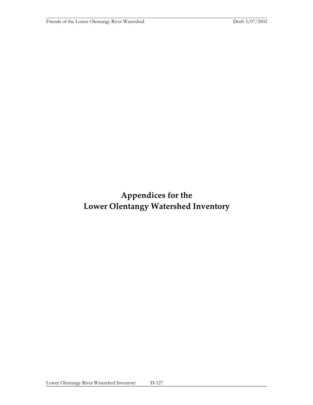 Appendices for the Lower Olentangy Watershed Inventory