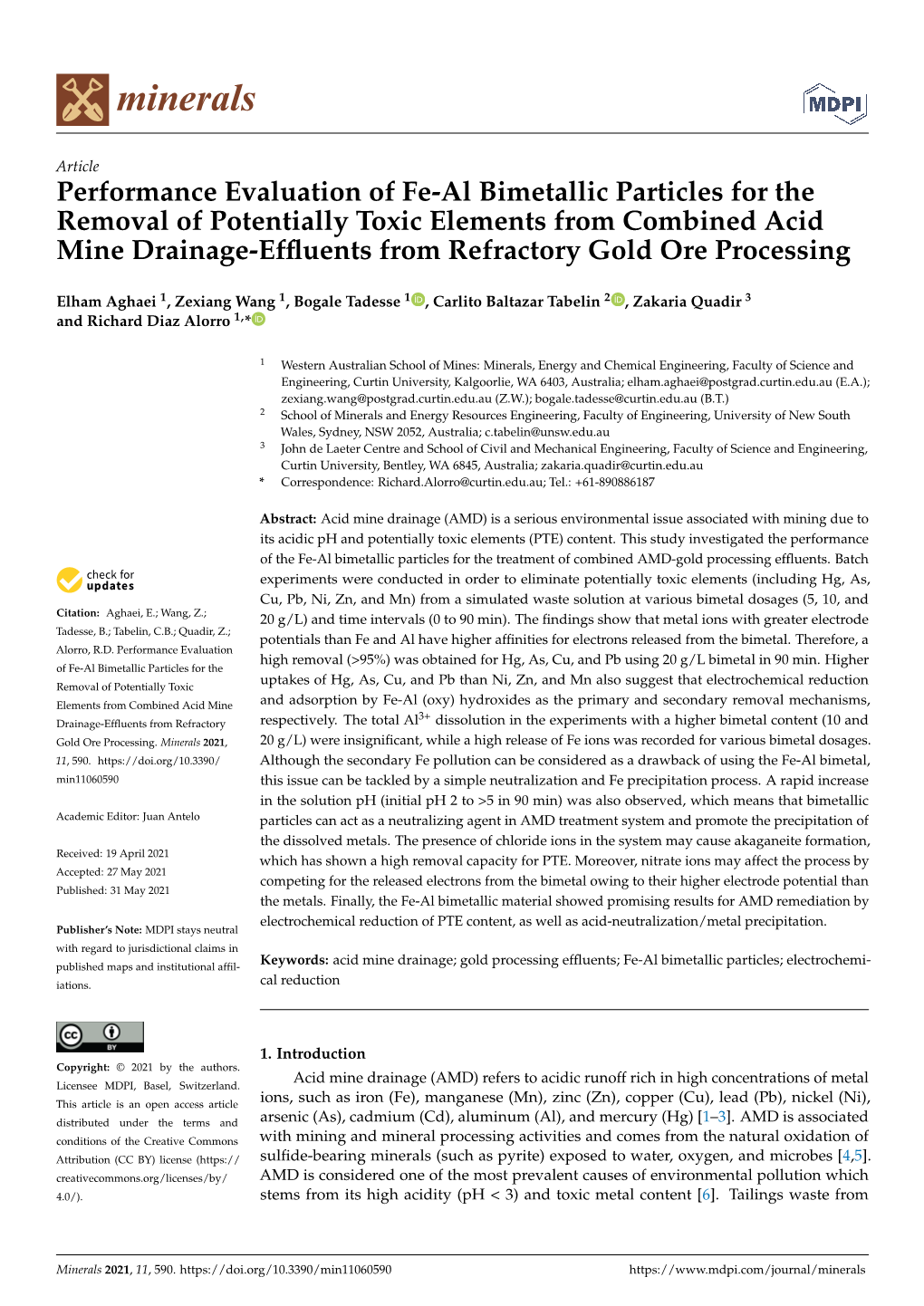 Performance Evaluation of Fe-Al Bimetallic Particles for the Removal