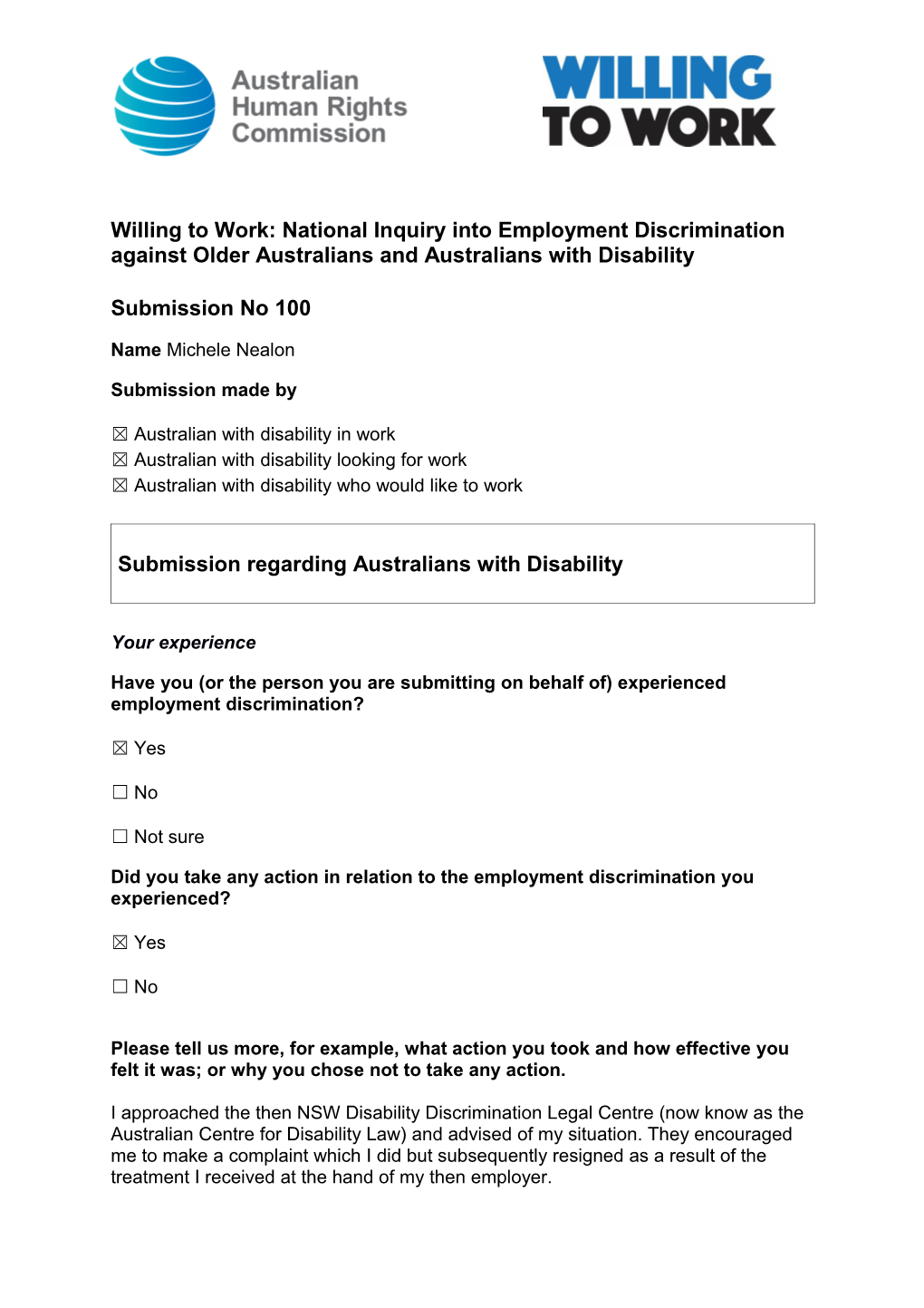 Willing to Work: National Inquiry Into Employment Discrimination Against Older Australians s6