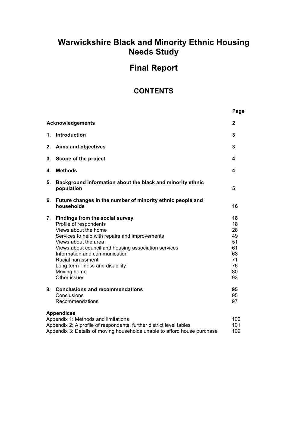 Warwickshire Black and Minority Ethnic Housing Needs Study