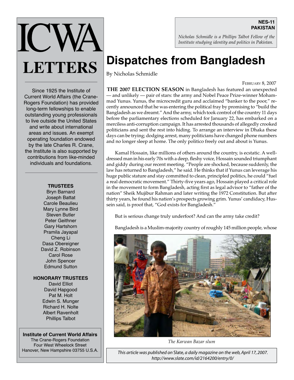 Dispatches from Bangladesh