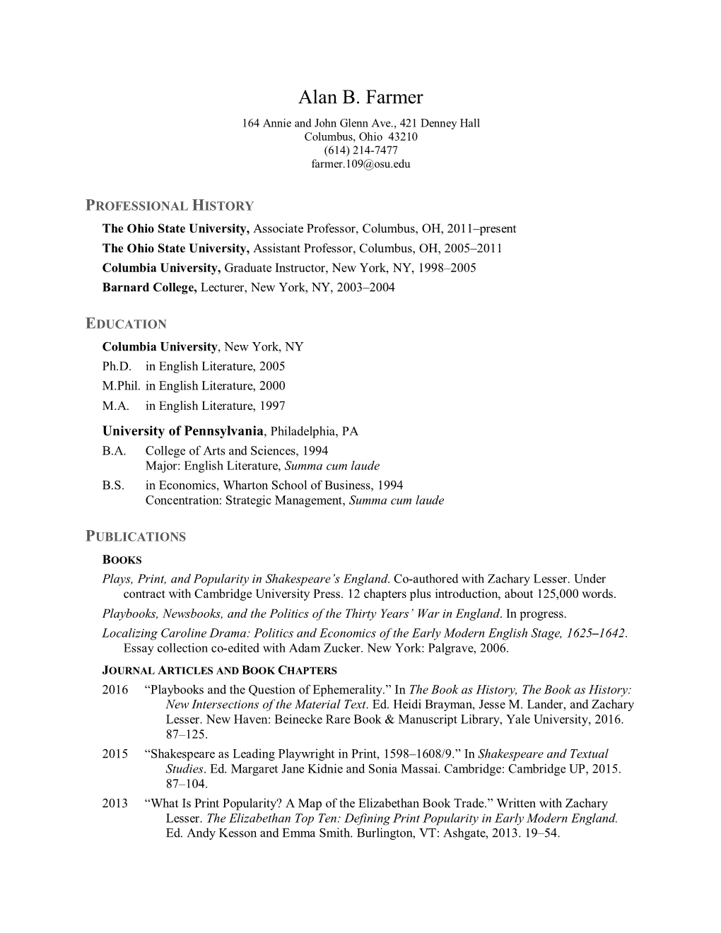 Alan B. Farmer's CV.Pdf