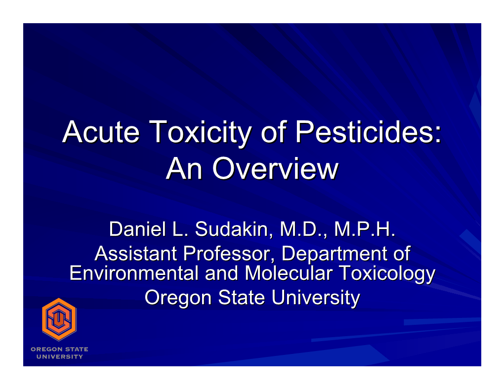 NASD: Acute Toxicity of Pesticides: an Overview