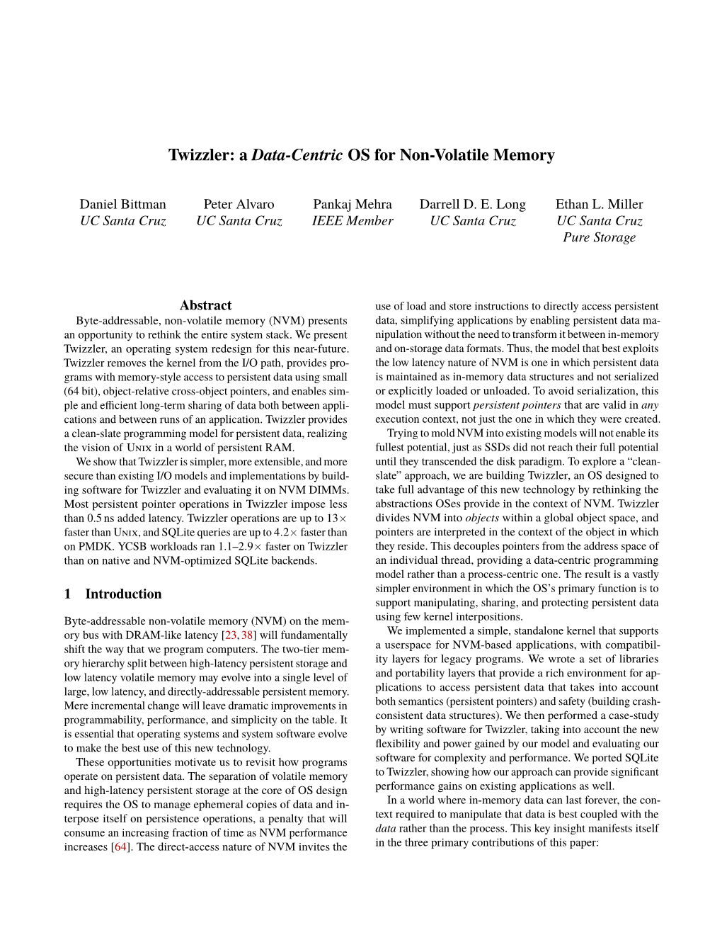 Twizzler: a Data-Centric OS for Non-Volatile Memory