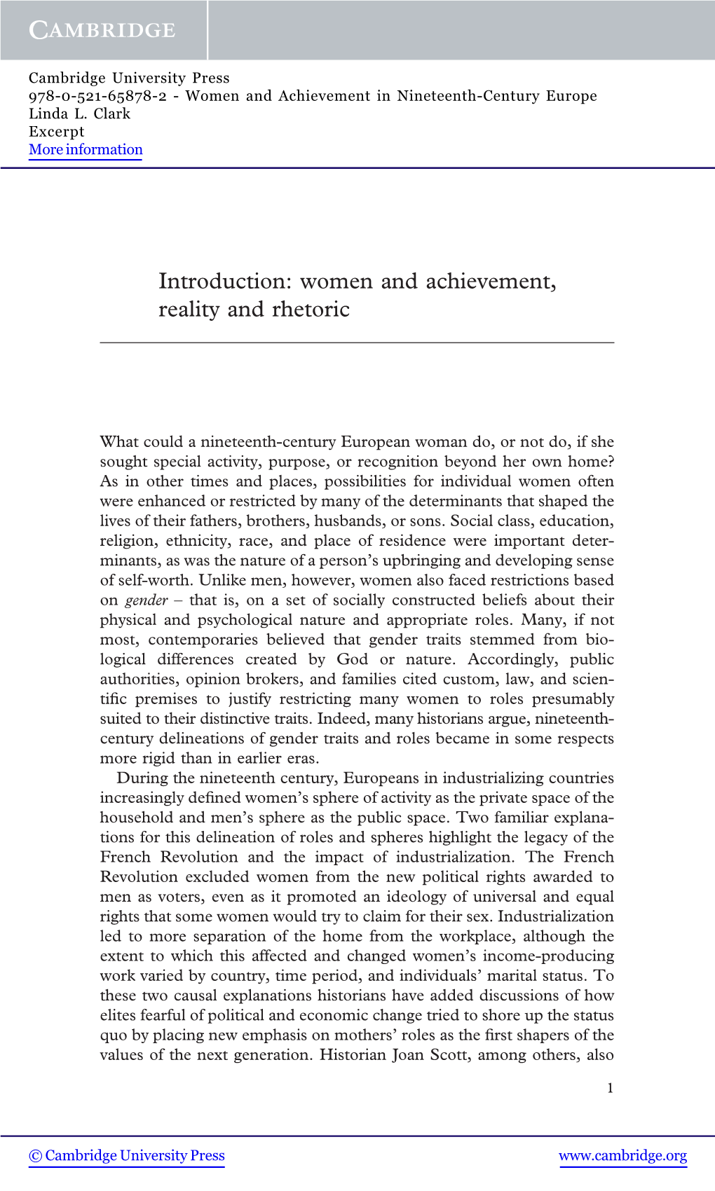 Women and Achievement, Reality and Rhetoric